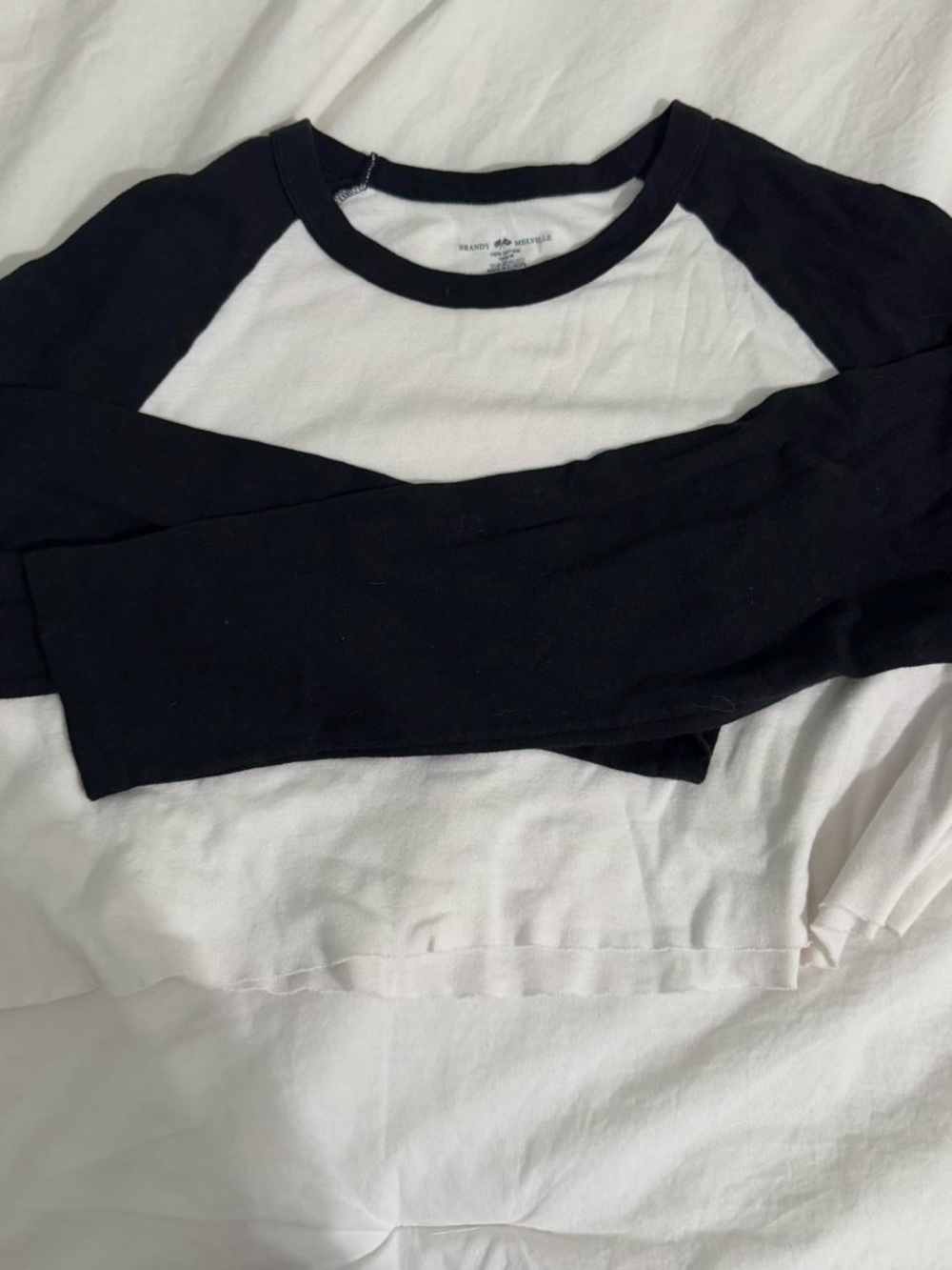Brandy Melville Black & White Raglan Long Sleeve Tee